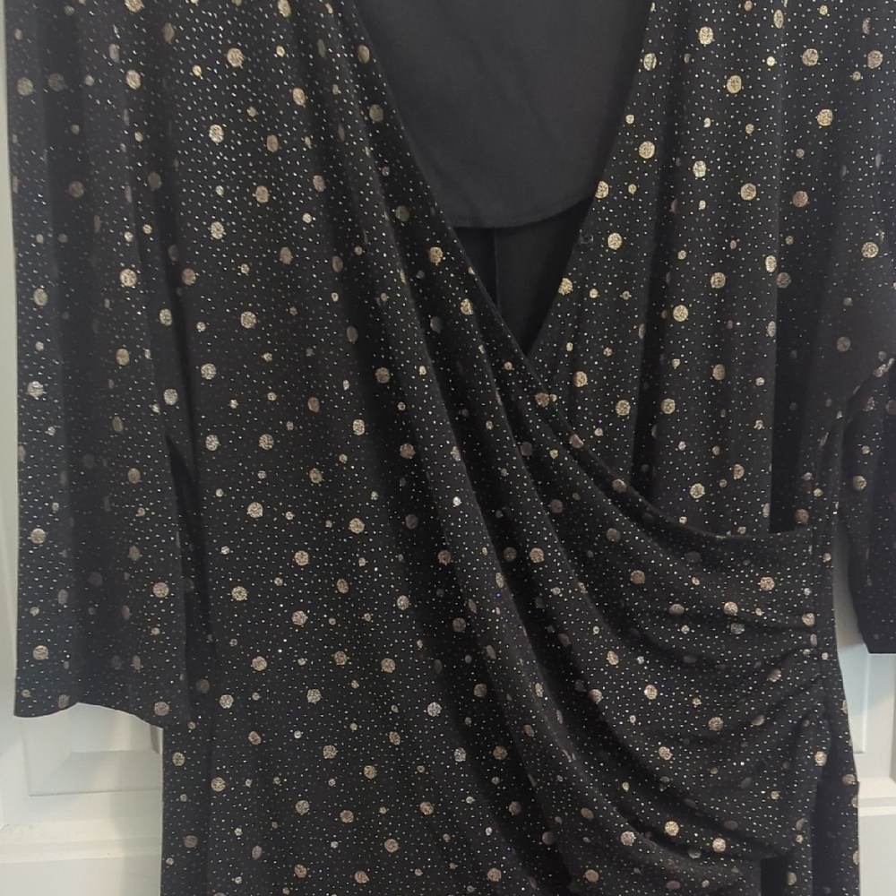 Robbie Bee Black Dress with Star-like Pattern